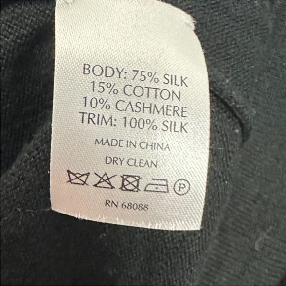 TSE Black Silk Cashmere Asymmetrical Open Cardigan - Picture 4 of 6